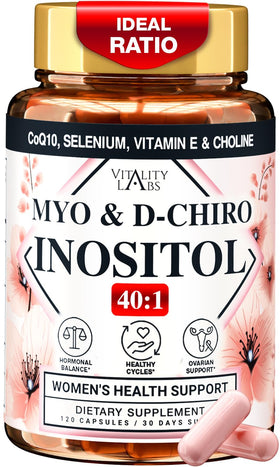 Vitality Labs complément Myo-Inositol & D-Chiro Inositol 120 capsules vue de face