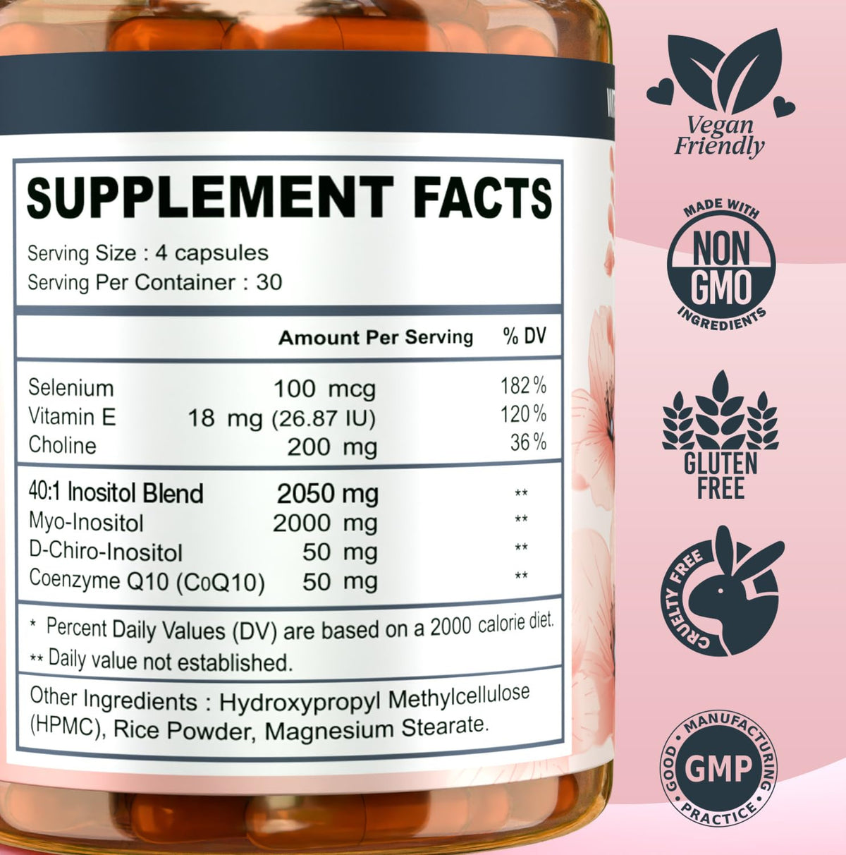 Vitality Labs Myo-Inositol & D-Chiro Inositol 120 capsules emballage