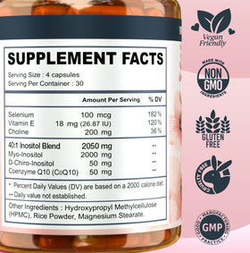 Vitality Labs Myo-Inositol & D-Chiro Inositol 120 capsules emballage