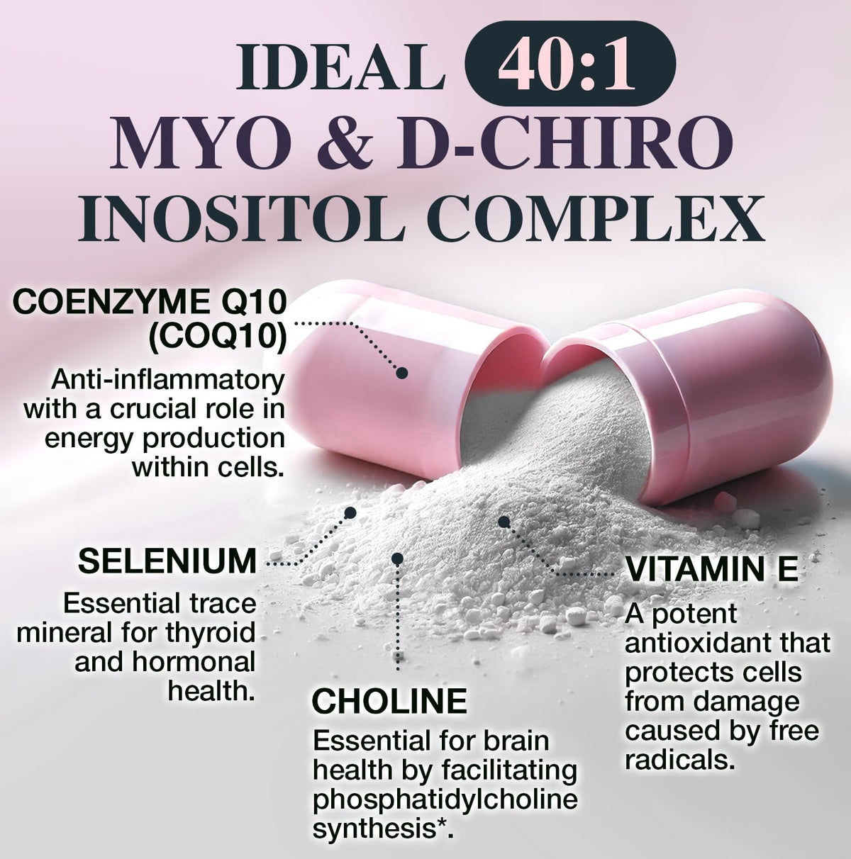 Vitality Labs Myo-Inositol & D-Chiro Inositol capsules sur une table