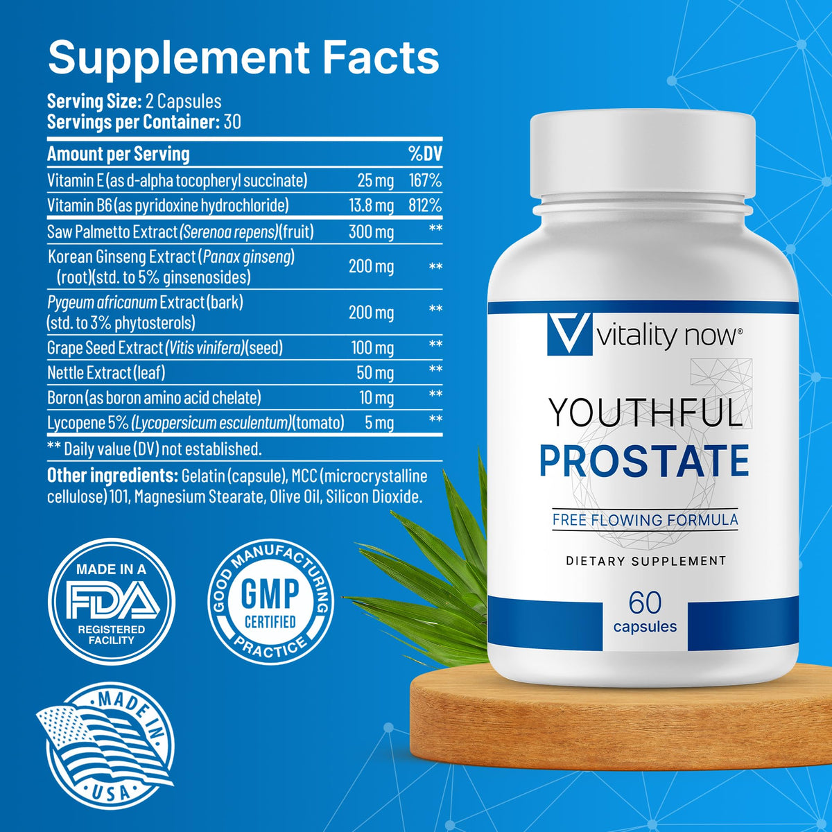 Vitality Now Complément Alimentaire Prostate sur fond blanc