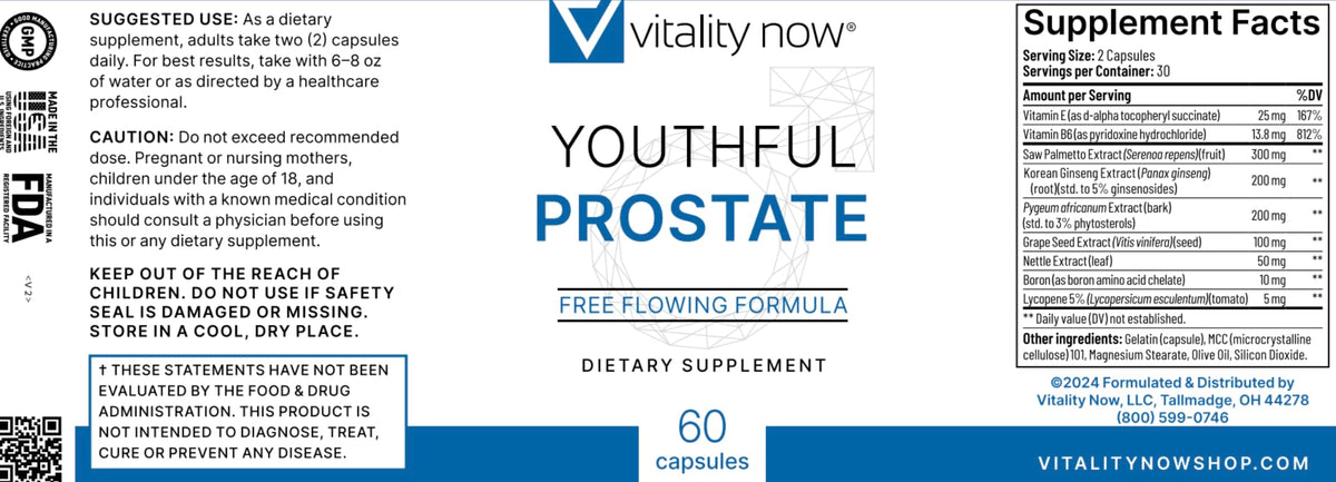 Vitality Now Prostate 59g avec une main tenant le produit