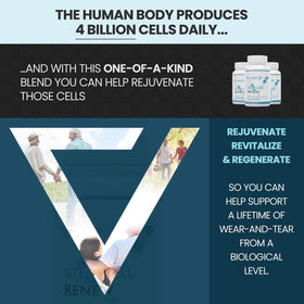Vitality Now Stem Cell Renew avec un verre d'eau
