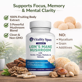 Vitality Span Complément Lion's Mane 1400mg Capsules vue arrière