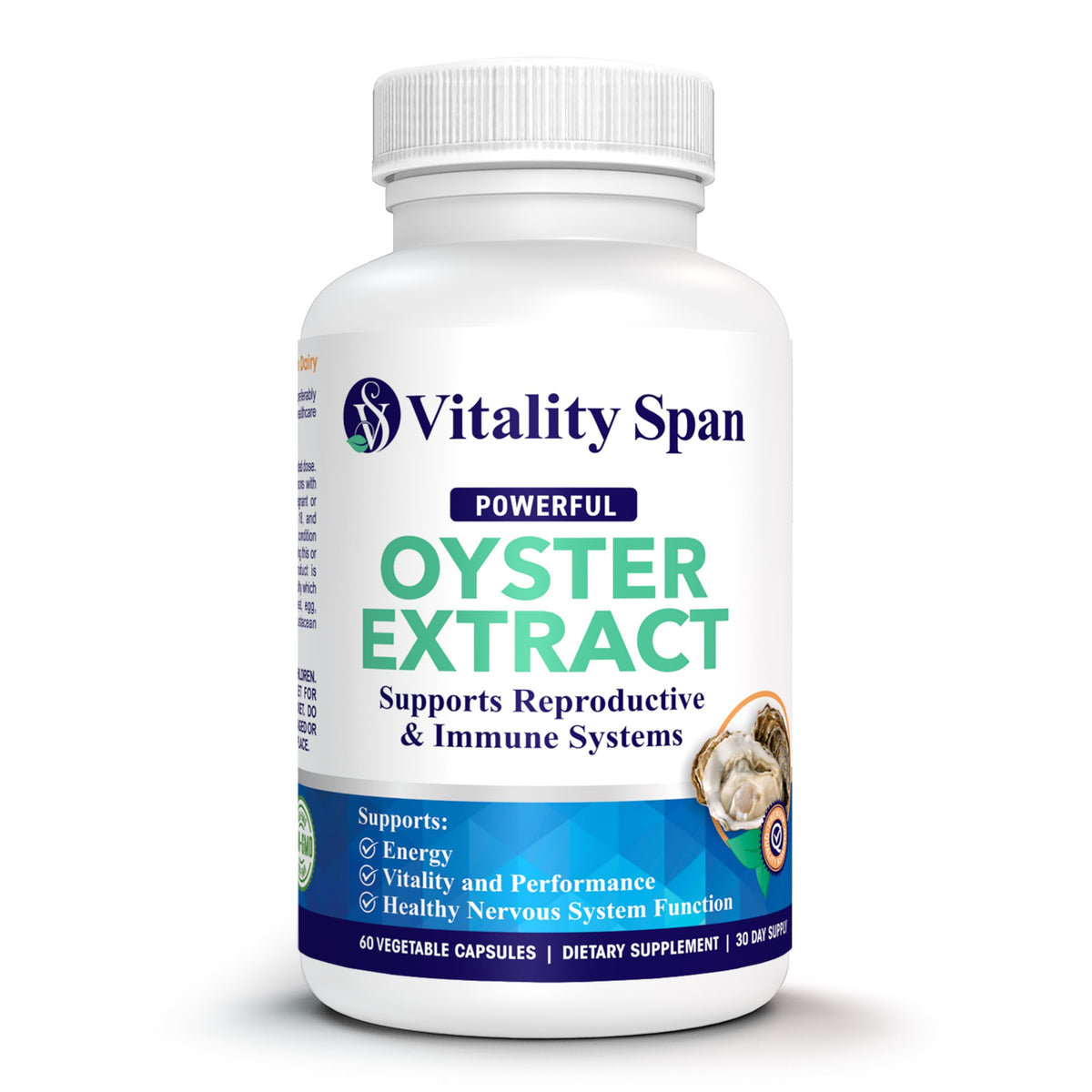Vitality Span Extrait d'Huître 500 mg - boîte de 60 capsules végétariennes