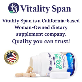 Vitality Span Extrait d'Huître 500 mg - capsules sur un fond blanc