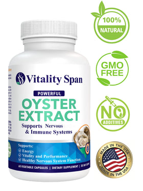 Vitality Span Extrait d'Huître 500 mg - capsules vues de près