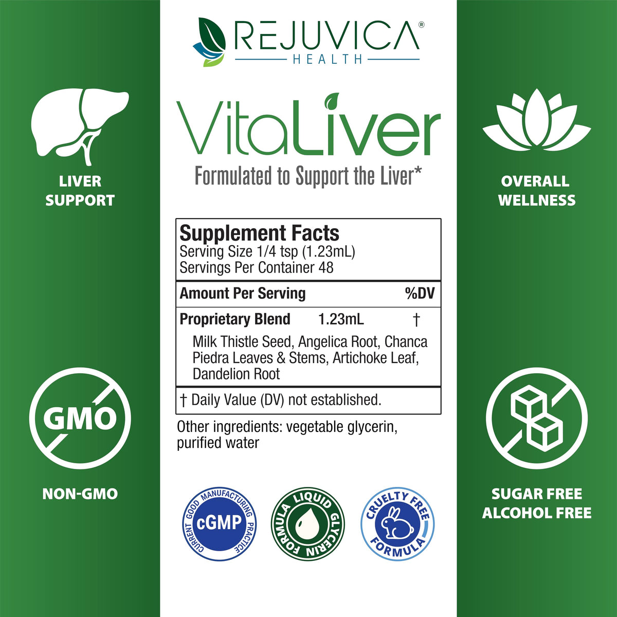 VitaLiver, flacon avec compte-gouttes sur fond blanc