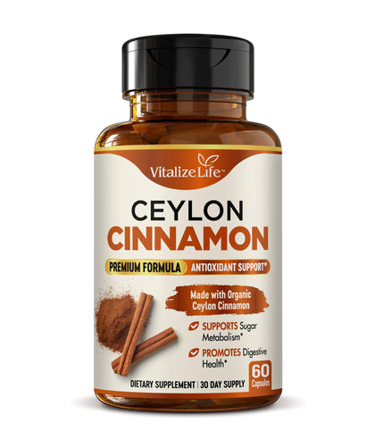 Vitalize Life capsules de cannelle de Ceylan 1200mg vue avant