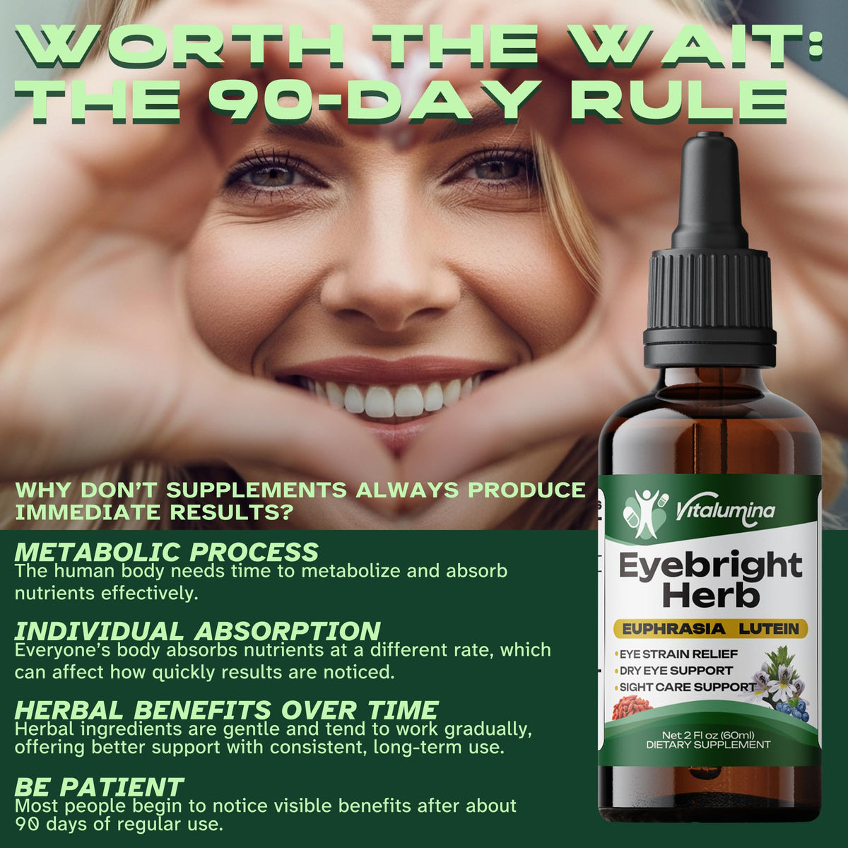 Vitalumina Eyebright Herbal Liquid 950mg affichage des superfruits