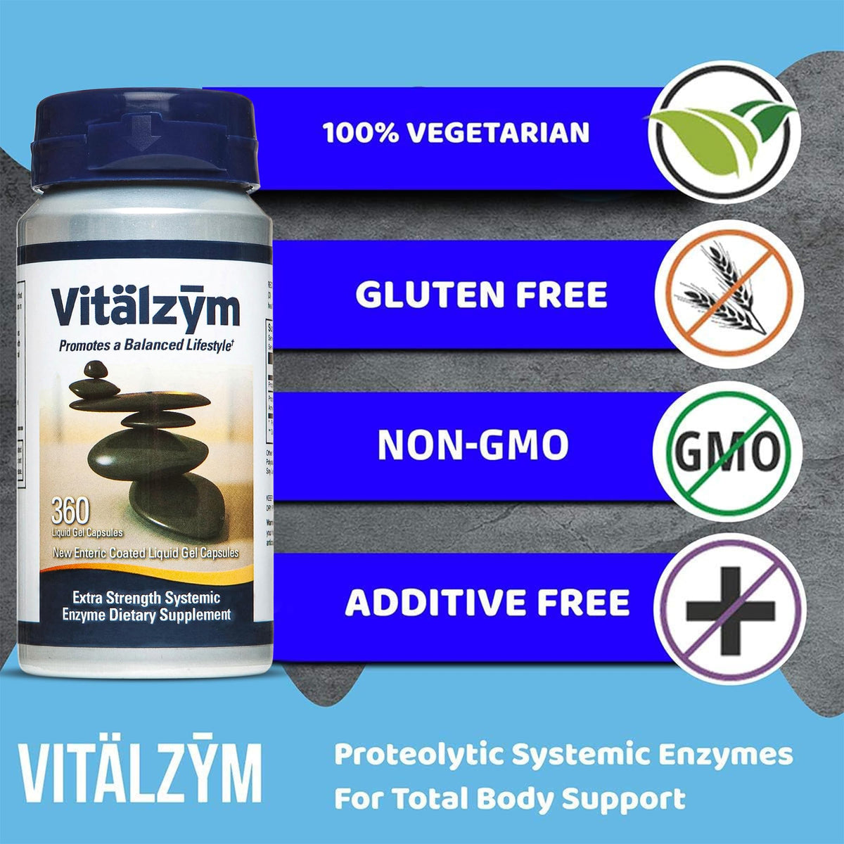 VITÄLZYM Vitalzym Enzymes 360 gélules liquides côté