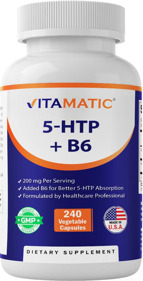 Vitamatic 5-HTP 200mg capsules végétariennes, vue de face