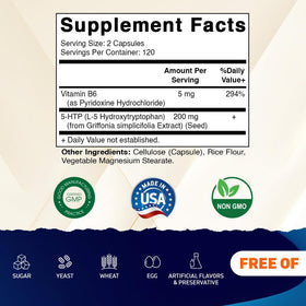 Vitamatic 5-HTP 200mg emballage avec 240 capsules