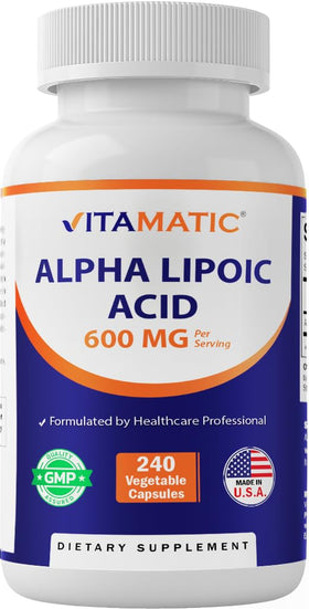Vitamatic Acide Alpha-Lipoïque 600 mg 240 gélules végétales vue de face