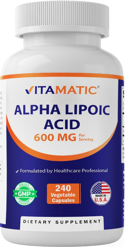 Vitamatic Acide Alpha-Lipoïque 600 mg 240 gélules végétales vue de face