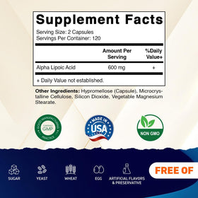 Vitamatic Acide Alpha-Lipoïque 600 mg étiquette du produit