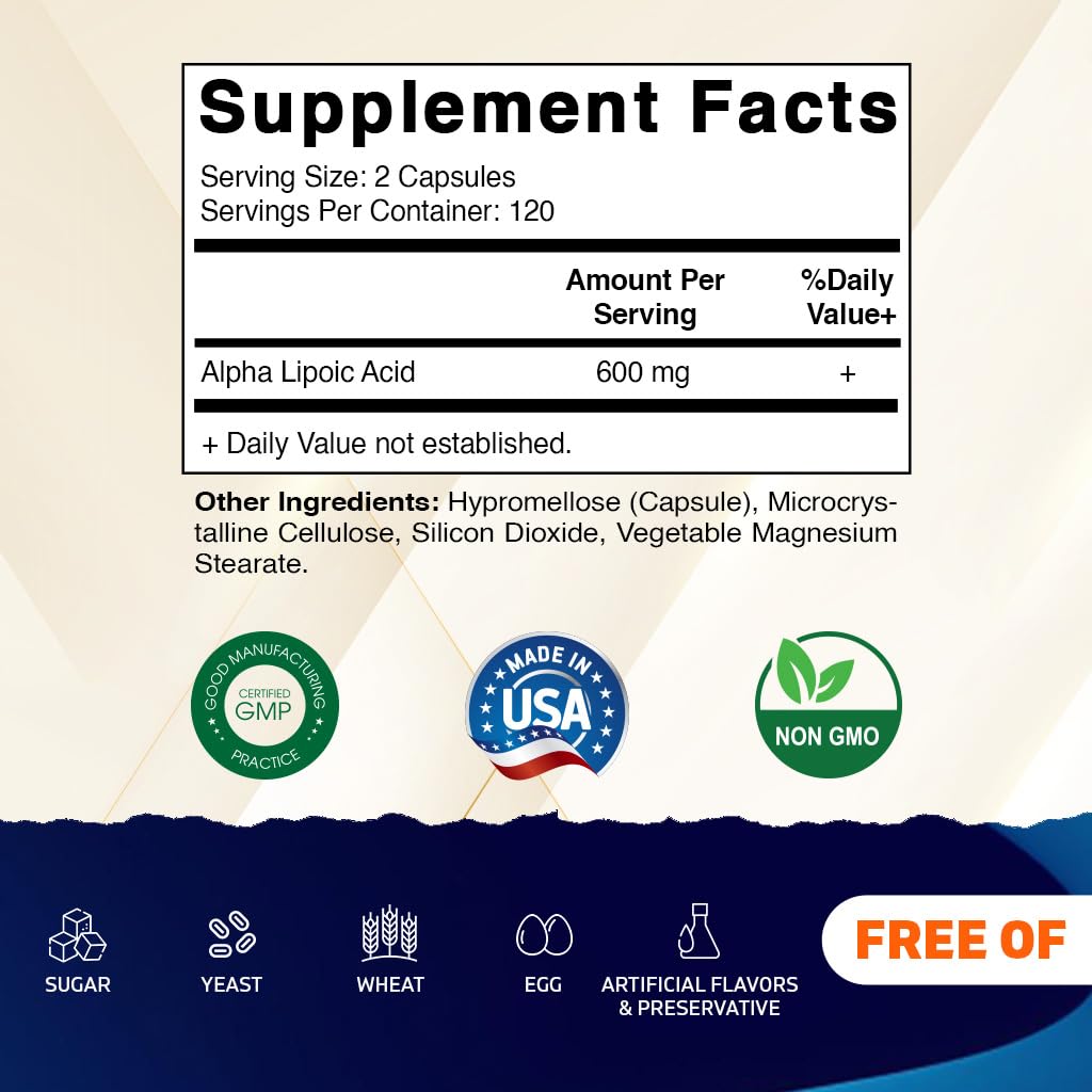 Vitamatic Acide Alpha-Lipoïque 600 mg Flacon ouvert avec gélules visibles