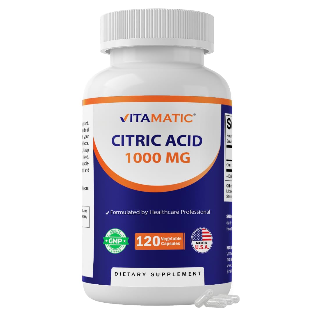 Vitamatic Acide Citrique 1000 mg capsules végétales devant