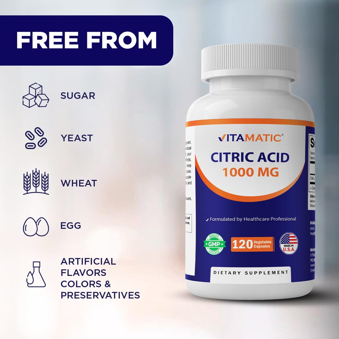 Vitamatic Acide Citrique 1000 mg contenant ouvert