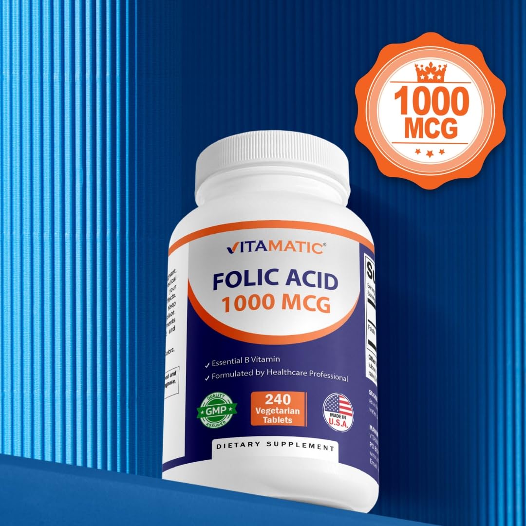 Vitamatic Acide Folique 1000 mcg, comprimés dans un verre d'eau