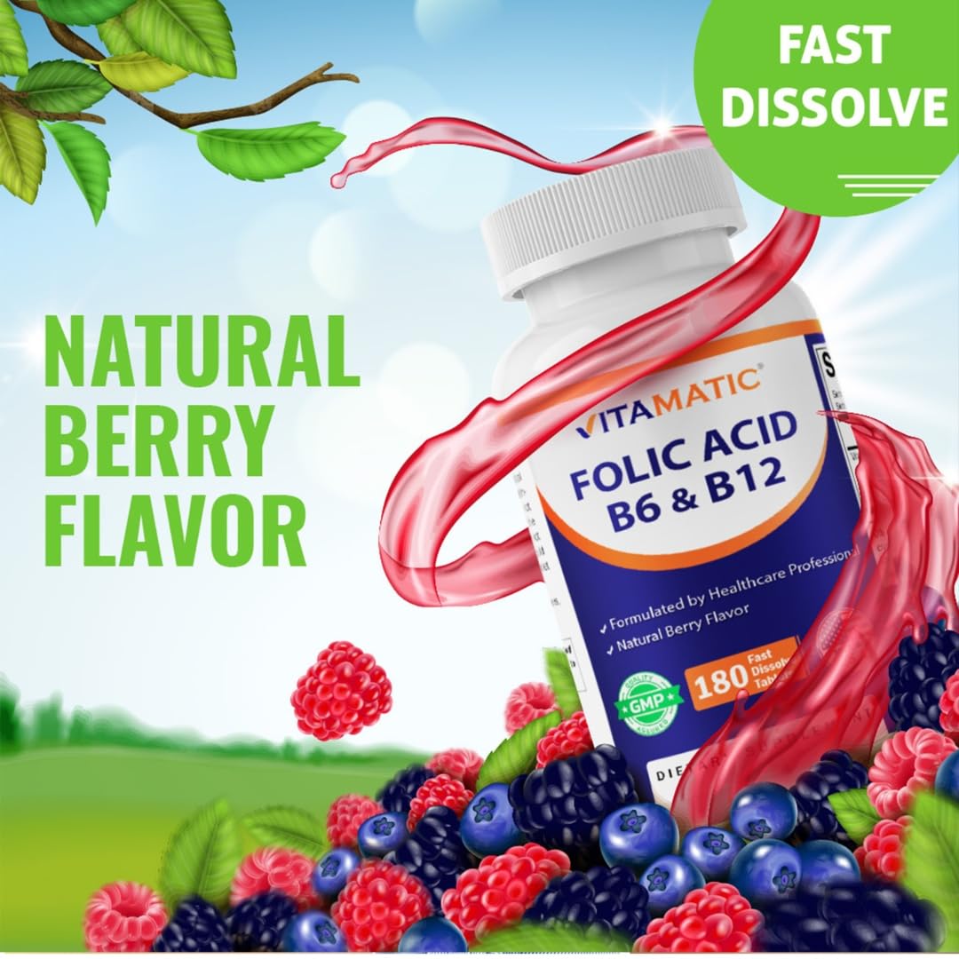 Vitamatic Acide Folique 400 mcg comprimés, présentation avec fruits
