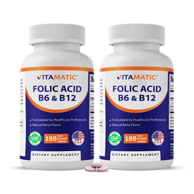 Vitamatic Acide Folique 400 mcg flacon de 180 comprimés vue avant