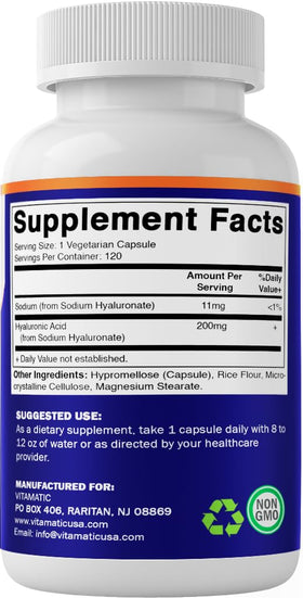 Vitamatic Acide Hyaluronique Capsules Végétales Prises en Main