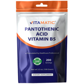 Vitamatic Acide Pantothénique Poudre Pure 500 mg 100g vue de face