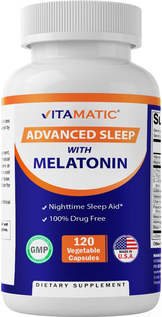 Vitamatic Advanced Sleep 120 capsules végétariennes vue de face