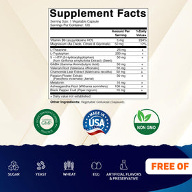 Vitamatic Advanced Sleep capsules avec ingrédients naturels en arrière-plan