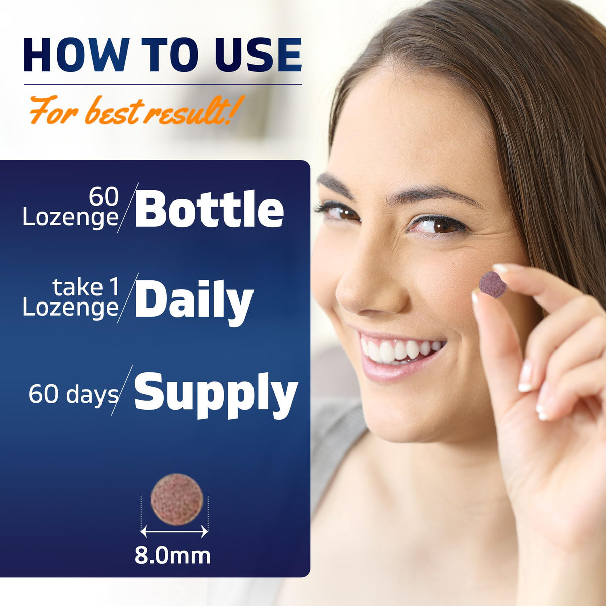 Vitamatic B12 pastille sur une surface en bois