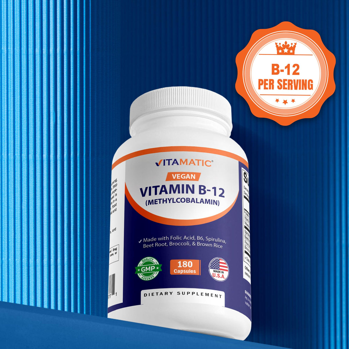 Vitamatic B12 Vegan étiquette avec informations nutritionnelles