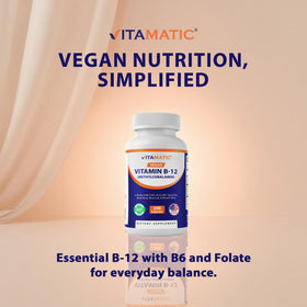 Vitamatic B12 Vegan flacon ouvert avec capsules visibles