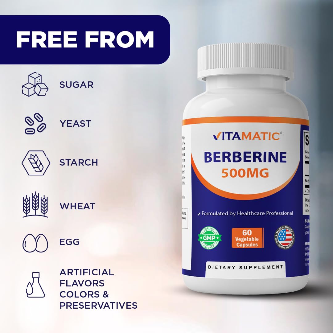 Vitamatic Berberine 500mg gélules avec ingrédients listés