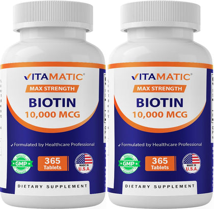 Vitamatic Biotine 10 000 mcg comprimés végétariens vue de face