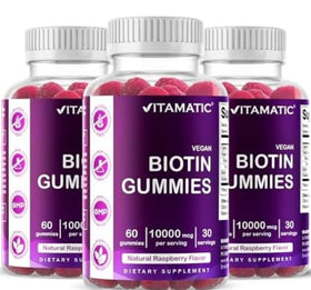 Vitamatic Biotine 10 000 mcg gélules végétales au goût framboise, emballage avant