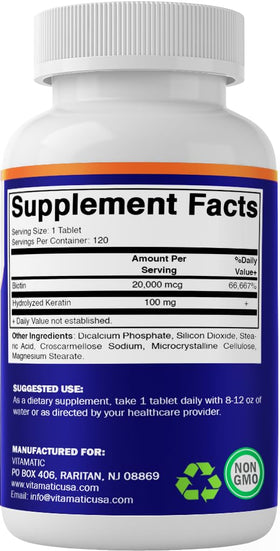 Vitamatic Biotine 20 000 mcg comprimés vue de près