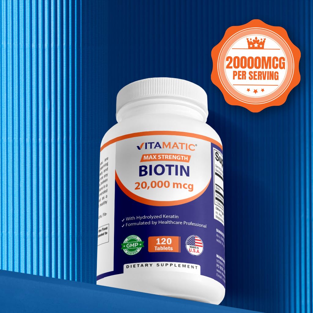 Vitamatic Biotine avec Kératine sur un fond blanc