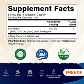 Vitamatic Bromélaïne 500 mg 180 capsules, vue de côté