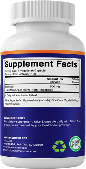 Vitamatic Bromélaïne 500 mg, vue en gros plan des capsules