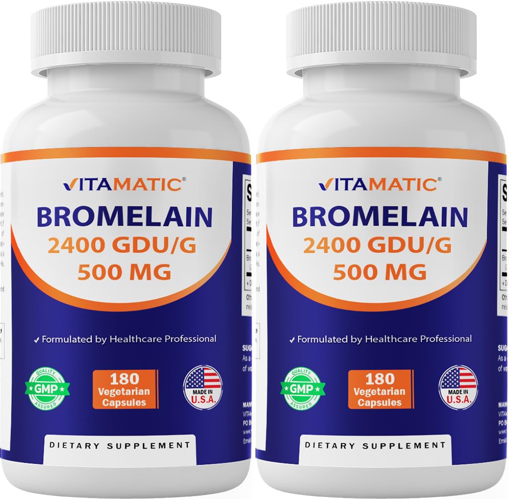 Vitamatic Broméline 500 mg 180 capsules végétariennes vue de face