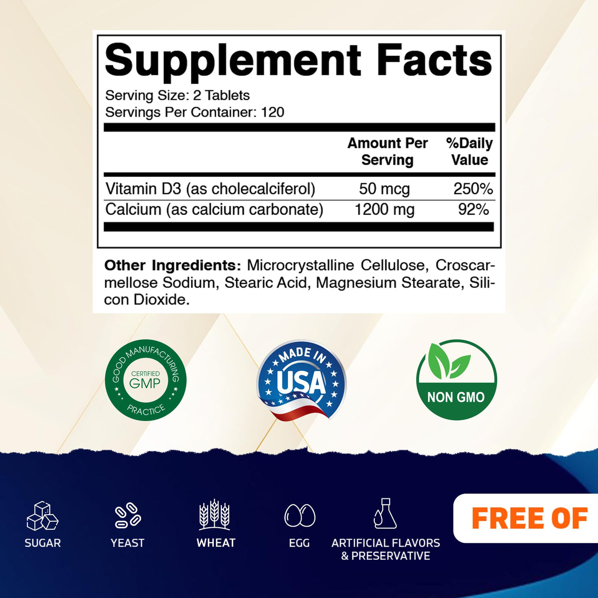 Vitamatic Calcium 1200mg comprimés sur une table