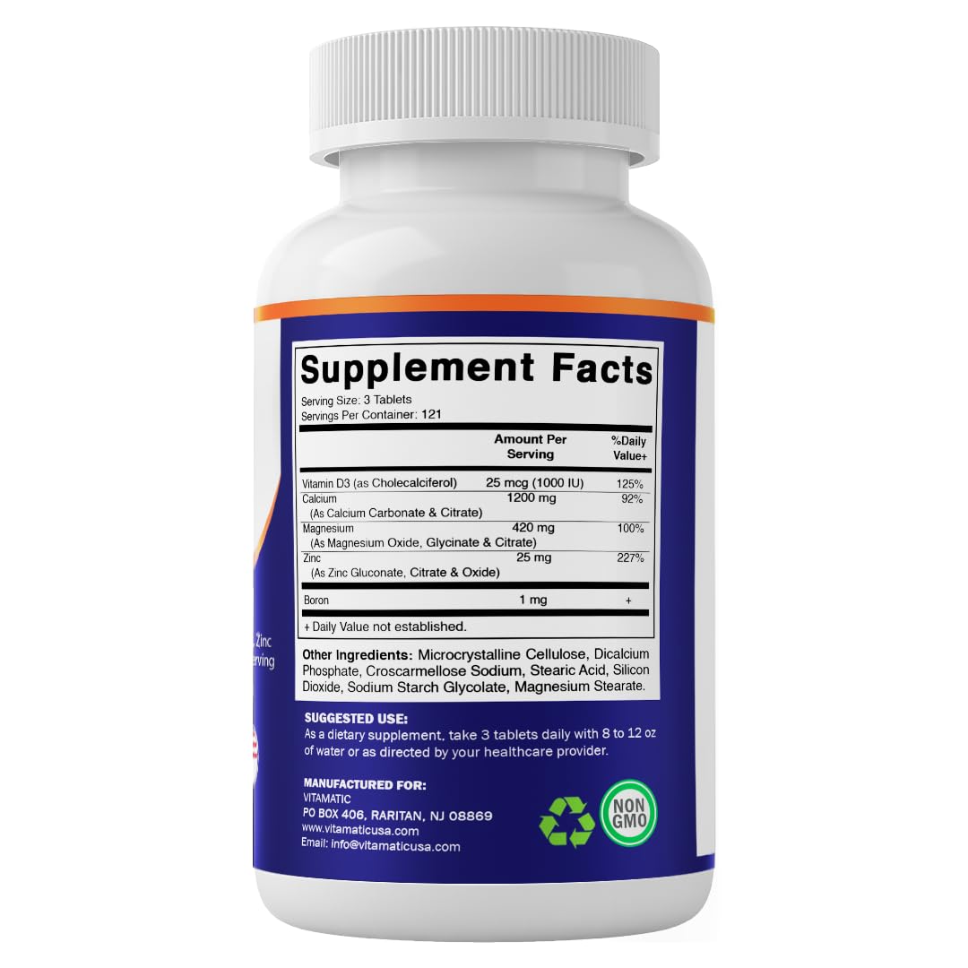Vitamatic Calcium Magnésium Zinc D3 Boron 365 comprimés en utilisation quotidienne