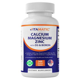 Vitamatic Calcium Magnésium Zinc D3 Boron 365 comprimés vue de l'avant