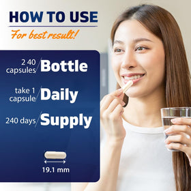 Vitamatic Camomille 250 mg capsules sur fond blanc
