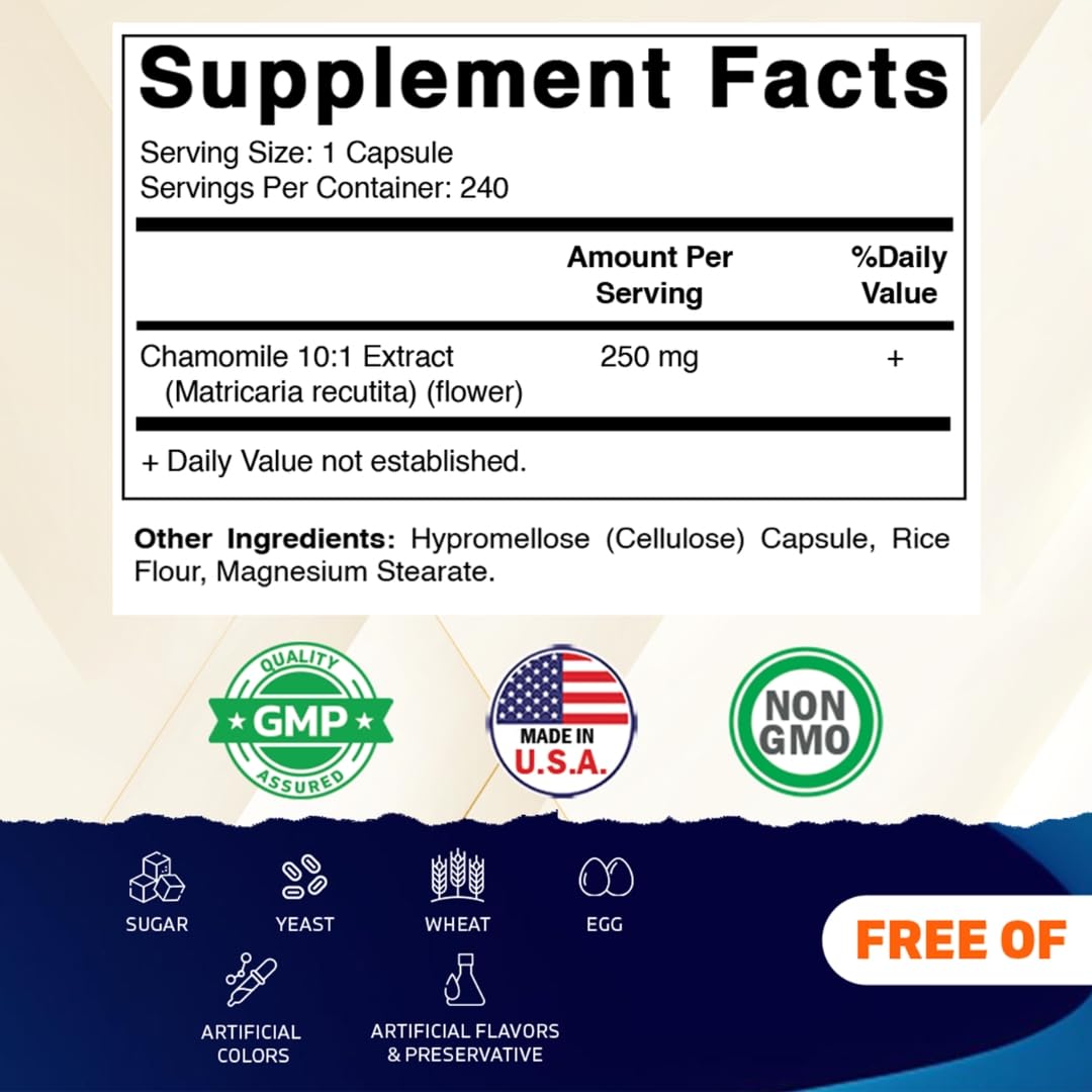 Vitamatic Camomille capsules végétales en gros plan