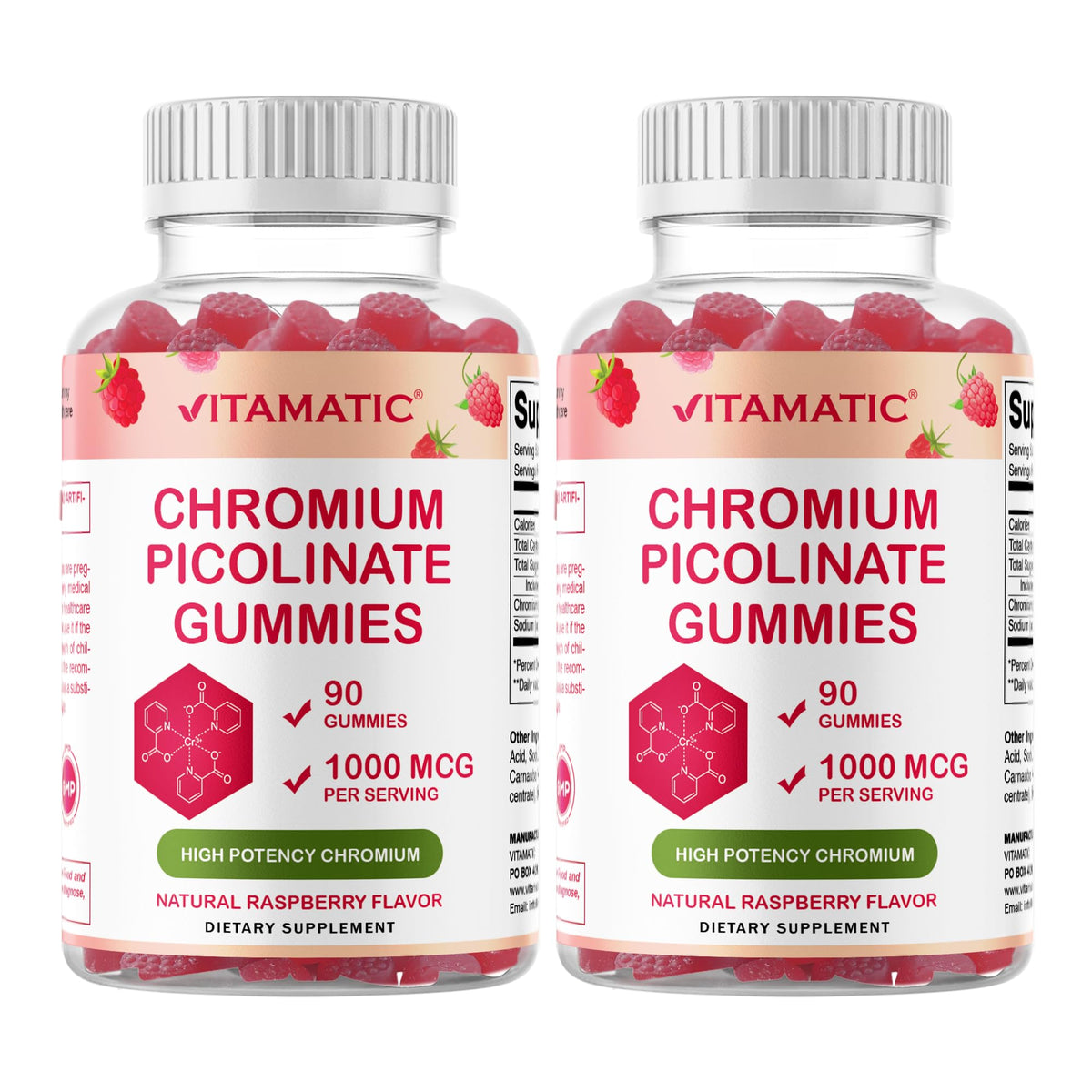 Vitamatic Chrome Picolinate 1000 mcg gummies framboise avant