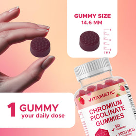 Vitamatic Chrome Picolinate 1000 mcg gummies framboise côté