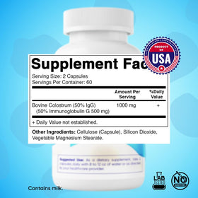 Vitamatic Colostrum Bovin 1000 mg 120 Capsules - vue de côté