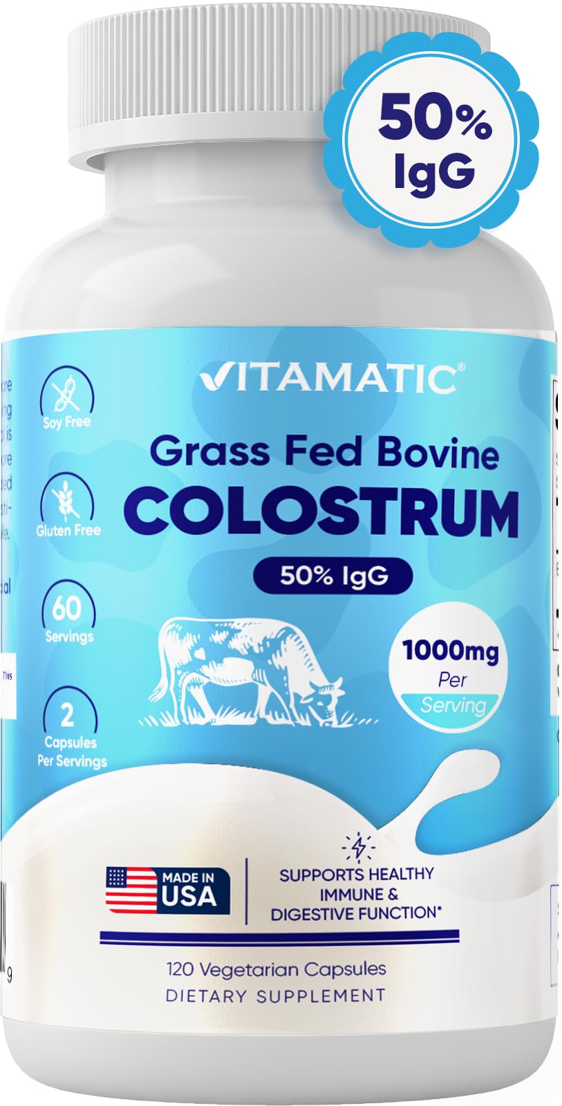 Vitamatic Colostrum Bovin 1000 mg - vue de l'arrière